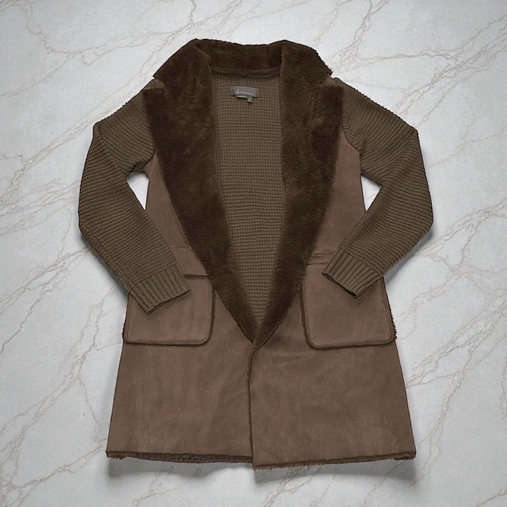Anthropologie Olive‎ and Brown Teddy Jacket Size Small